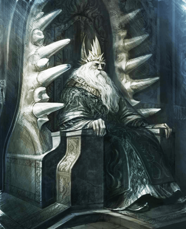 The Grey King upon his throne, as depicted by Arthur Bozonnet in The World of Ice and Fire